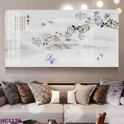 Tải file File tranh hoa và chim tối giản trung quốc HC1135 (ảnh gốc) in tranh kính