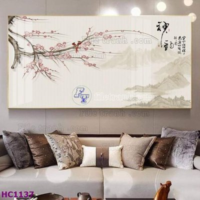 File in ấn File tranh hoa và chim tối giản trung quốc HC1137 (bản gốc) sắc nét