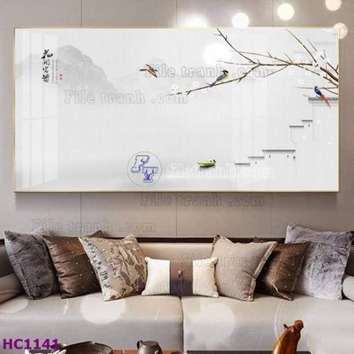 File tranh trang trí File tranh hoa và chim tối giản trung quốc HC1141 (tải file gốc)