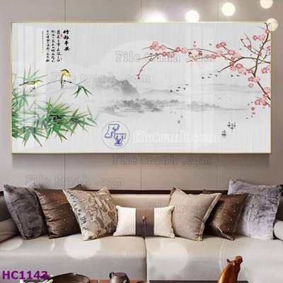 File tranh File tranh hoa và chim tối giản trung quốc HC1143 (ảnh gốc) chi tiết rõ ràng