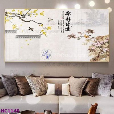 File ảnh File tranh hoa và chim tối giản trung quốc HC1145 (gốc) cho trang trí nội thất