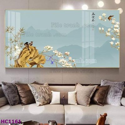 File gốc in ấn File tranh hoa và chim tối giản trung quốc HC1161 chuẩn màu CMYK