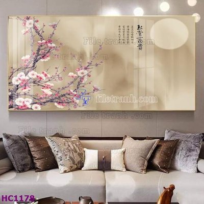 Download file gốc File tranh hoa và chim tối giản trung quốc HC1178 (in mica) trang trí