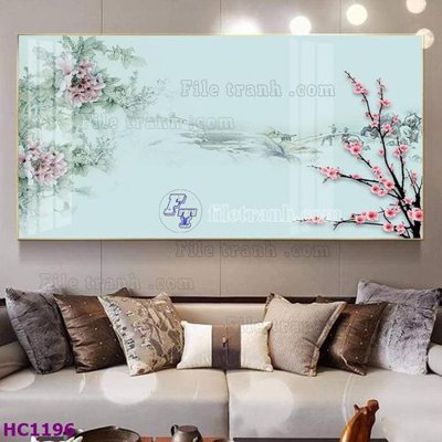 Download file gốc File tranh hoa và chim tối giản trung quốc HC1196 (in mica) 3D