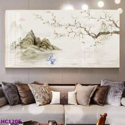 Chi tiết file ảnh File tranh hoa và chim tối giản trung quốc HC1205 sắc nét