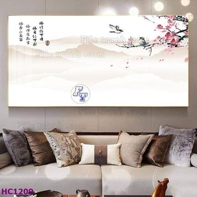 File gốc File tranh hoa và chim tối giản trung quốc HC1209 (phong cách) cổ điển