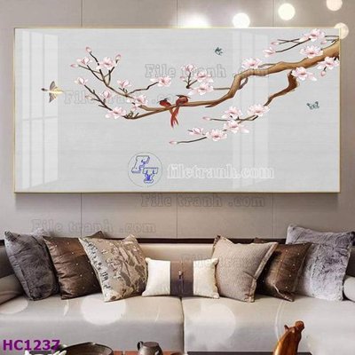 Tải file tranh gốc File tranh hoa và chim tối giản trung quốc HC1237 chất lượng cao
