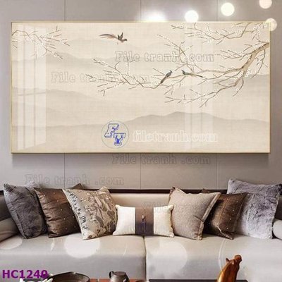 File gốc File tranh hoa và chim tối giản trung quốc HC1240 (in mica) làm bảng hiệu