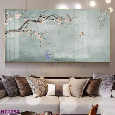 File gốc File tranh hoa và chim tối giản trung quốc HC1253 (in tráng gương) nghệ thuật