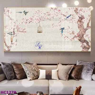 File tranh trang trí File tranh hoa và chim tối giản trung quốc HC1270 (tải file gốc)