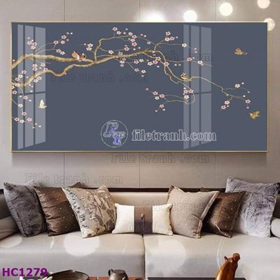 File gốc in ấn File tranh hoa và chim tối giản trung quốc HC1279 chất lượng vượt trội