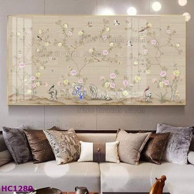 Hình ảnh file gốc File tranh hoa và chim tối giản trung quốc HC1280 cho in UV
