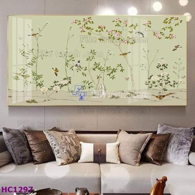 File gốc File tranh hoa và chim tối giản trung quốc HC1297 (phong cách) châu Âu