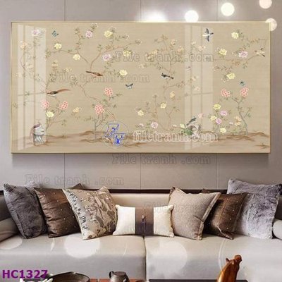 File gốc File tranh hoa và chim tối giản trung quốc HC1327 (in lụa) cao cấp