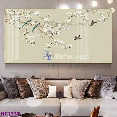 Cung cấp file tranh gốc File tranh hoa và chim tối giản trung quốc HC1338 độc quyền