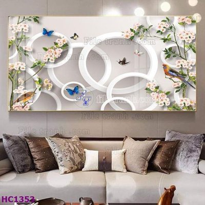 File PSD File tranh hoa và chim tối giản trung quốc HC1353 (bản gốc) chất lượng nhất