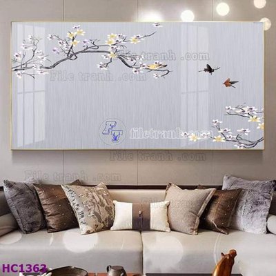 Download file tranh File tranh hoa và chim tối giản trung quốc HC1363 (file gốc PSD)