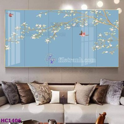 File tranh File tranh hoa và chim tối giản trung quốc HC1406 (gốc) chủ đề trẻ em