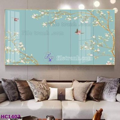 File tranh File tranh hoa và chim tối giản trung quốc HC1407 (gốc) chủ đề tĩnh vật