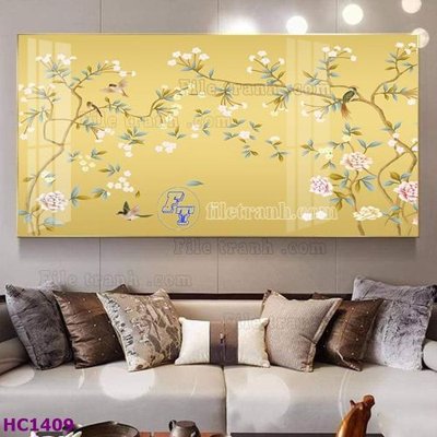 Tải file gốc File tranh hoa và chim tối giản trung quốc HC1409 (in khổ lớn) không vỡ