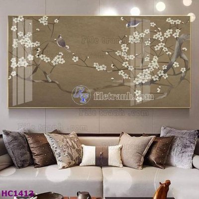 File PSD File tranh hoa và chim tối giản trung quốc HC1413 (gốc) cho in quảng cáo