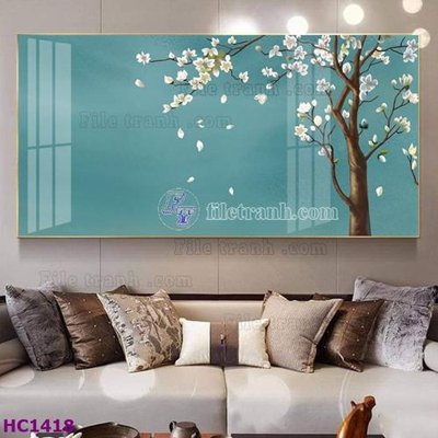 File gốc in ấn File tranh hoa và chim tối giản trung quốc HC1418 độ phân giải cao