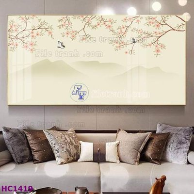 File gốc File tranh hoa và chim tối giản trung quốc HC1419 (chuẩn CMYK) cho nhà in