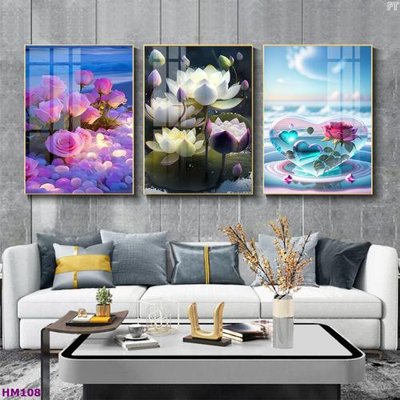 File tranh Tranh bộ 3 hoa sen 5d đẹp HM108 (gốc) chủ đề động vật