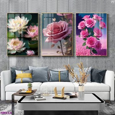 Tải file Tranh bộ 3 hoa sen 5d đẹp HM114 (gốc) để in ấn ngay