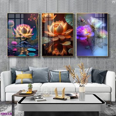 File gốc in ấn Tranh bộ 3 hoa sen 5d đẹp HM118 (sẵn sàng tải về)