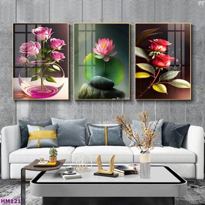 Download file Tranh bộ 3 hoa sen 5d đẹp HM121 (chất lượng in ấn)