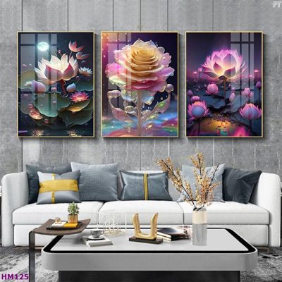 File gốc Tranh bộ 3 hoa sen 5d đẹp HM125 (chuẩn CMYK) cho nhà in