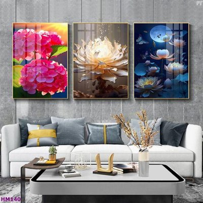 File ảnh Tranh bộ 3 hoa sen 5d đẹp HM140 (gốc) in quảng cáo ngoài trời