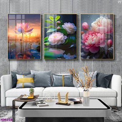 Mua file gốc Tranh bộ 3 hoa sen 5d đẹp HM158 (PSD) tại Filetranh.com
