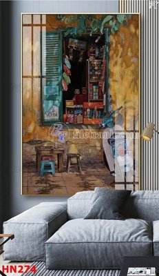 File PSD File tranh phố cổ hà nội xưa HN274 (gốc) tách lớp chi tiết