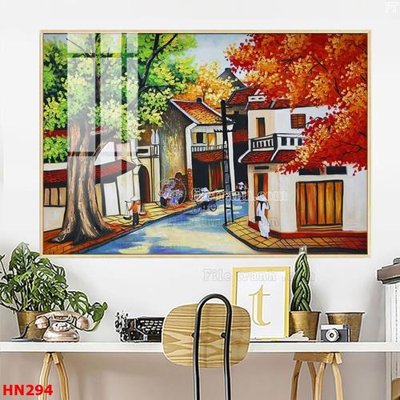 File gốc File tranh phố cổ hà nội xưa HN294 (in lụa) chi tiết cao