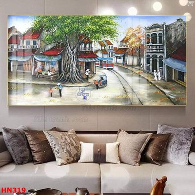 File gốc File tranh phố cổ hà nội xưa HN319 (PSD/TIFF) độ phân giải cao