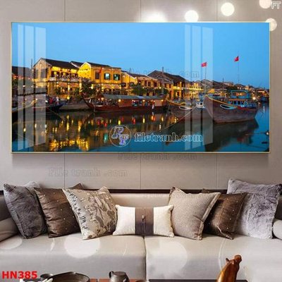 File gốc File tranh phố cổ hà nội xưa HN385 (in lụa) tranh phong thủy