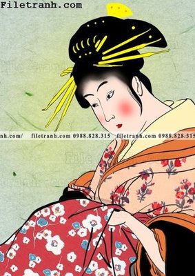 File tranh Hinh minh hoa co gai Nhat 110 (bản gốc) in lụa 5D