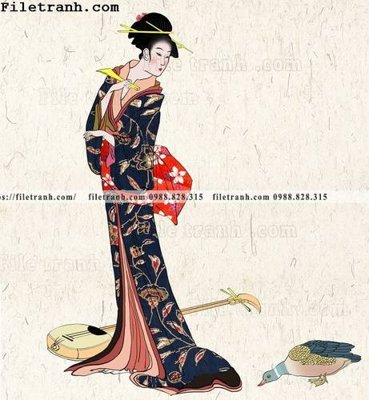 Tải file Hinh minh hoa co gai Nhat 124 (gốc) chủ đề hoa sen