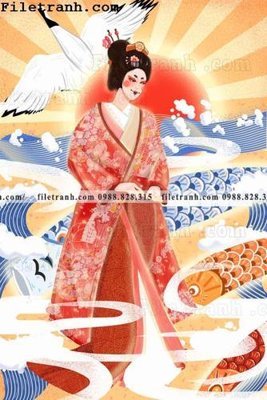Ảnh gốc file in lụa Hinh minh hoa co gai Nhat 127 chi tiết