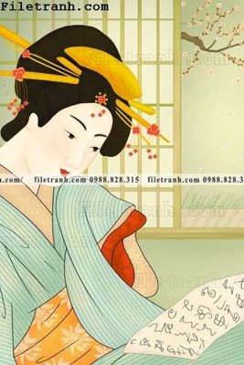 File tranh gốc Hinh minh hoa co gai Nhat 133 (bản quyền) file PSD