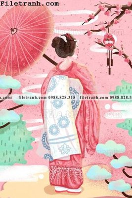 File gốc Hinh minh hoa co gai Nhat 139 (trang trí) phòng làm việc