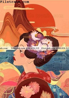 File tranh Hinh minh hoa co gai Nhat 149 (ảnh gốc) in trần 3D