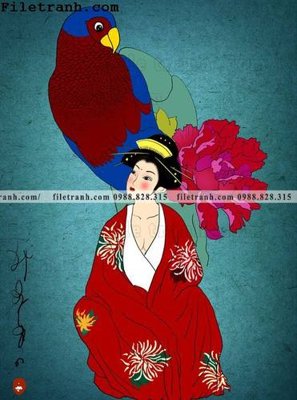 File in lụa Hinh minh hoa co gai Nhat 160 (phong cảnh) Hinh minh hoa co gai Nhat 160