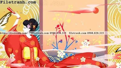 File tranh Hinh minh hoa co gai Nhat 190 (bản gốc) treo tường