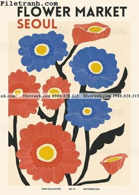 File tranh Hoa phong cach Bac Au 147 (bản gốc) treo phòng ăn