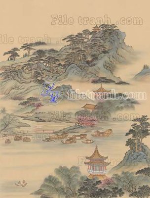 Download file gốc File tranh gốc tranh tường bích họa idochine trung quốc IDT566 (in lụa) cao cấp