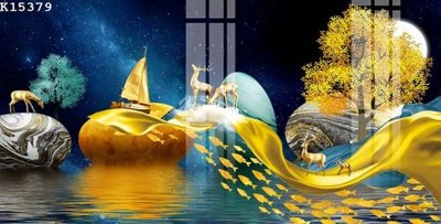 File tranh in trần 3D File gốc in tranh tổng hợp K15379 (ảnh gốc)