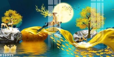 File tranh in trần 3D File gốc in tranh tổng hợp K18929 (ảnh gốc)